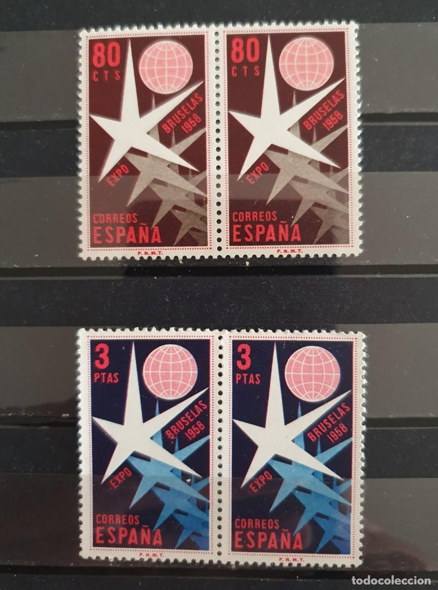 Sellos: SERIE COMPLETA EDIFIL 1220 ** a 1221 ** EN PAREJA BRUSELAS ESPA&Ntilde;A 1958