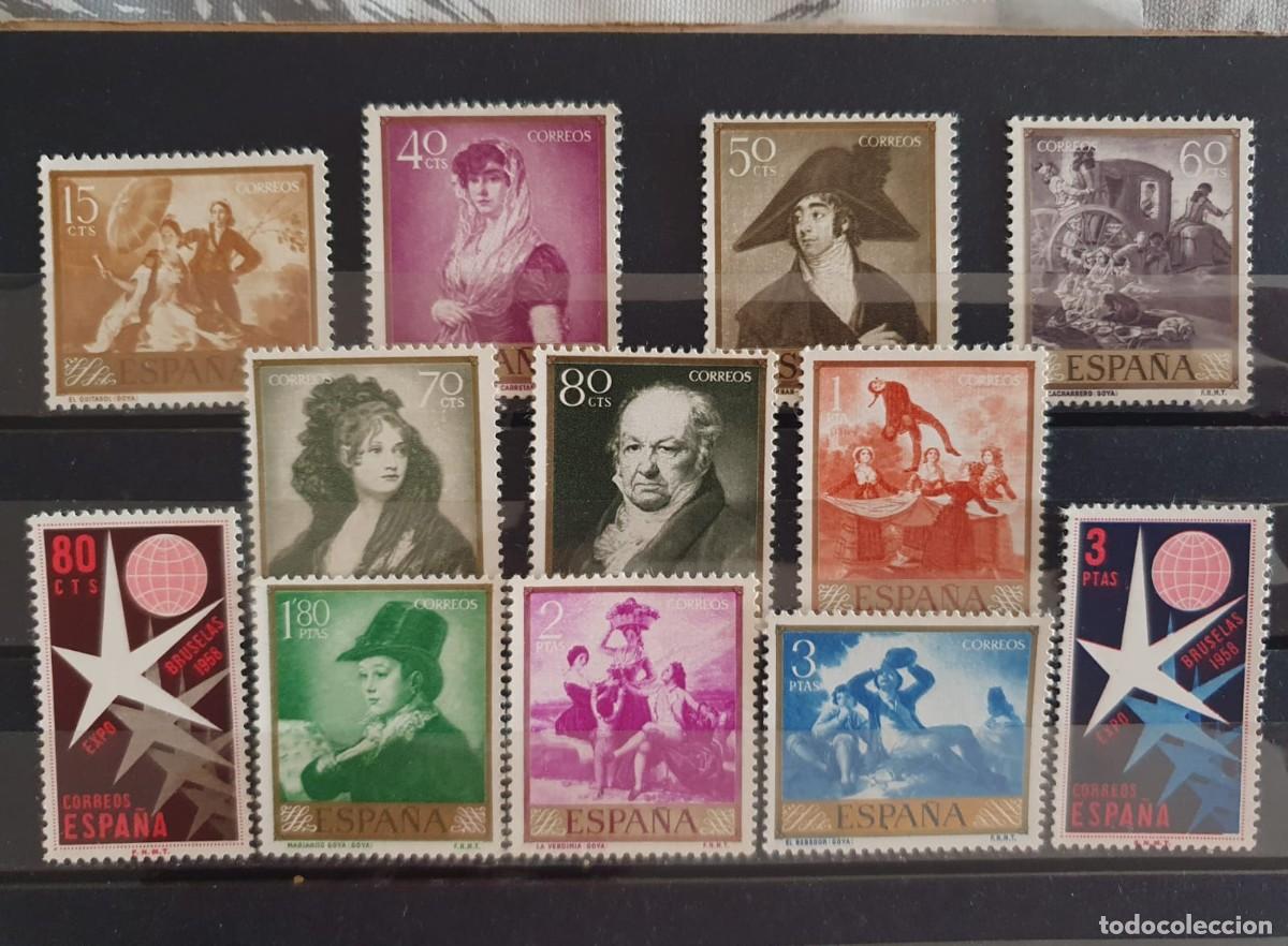 Sellos: SERIES COMPLETAS EDIFIL 1210 ** a 1221 ** GOYA + BRUSELAS ESPA&Ntilde;A 1958