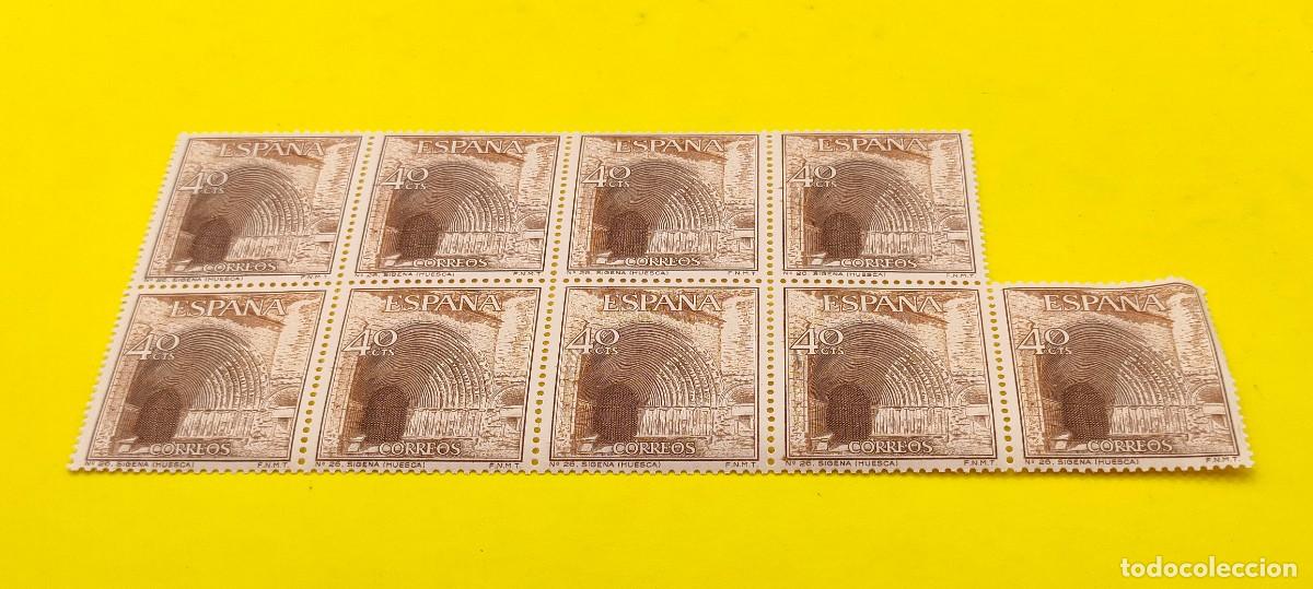 Sellos: Espa&ntilde;a 1966. Edifil 1728. Turismo. Iglesia de Sigena. Huesca. Nuevos. Bloque de 9