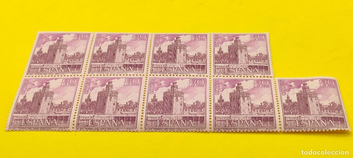 Sellos: Espa&ntilde;a 1966. Edifil 1730. Turismo. Torre del Oro. Sevilla. Bloque de 9