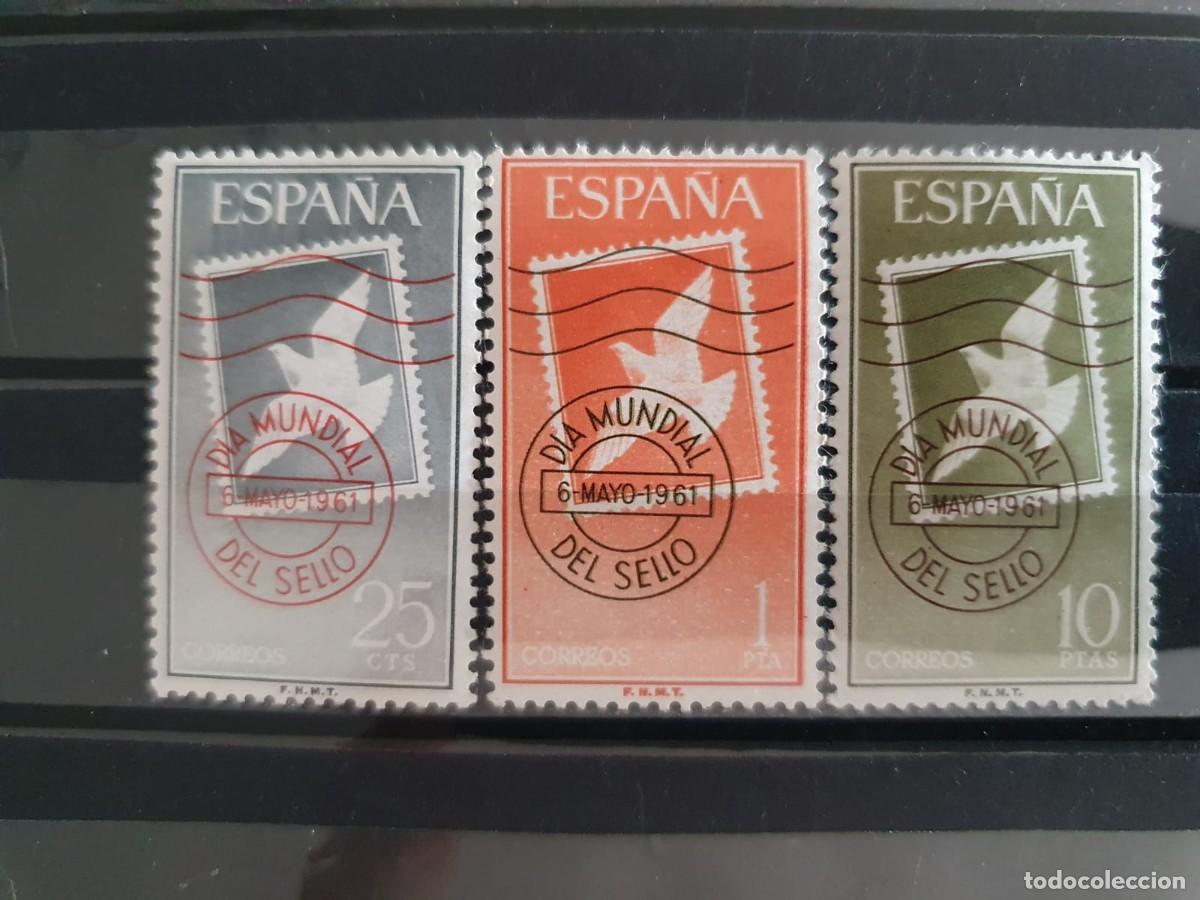 Sellos: SERIE COMPLETA EDIFIL 1348 ** A 1350 ** DIA DEL SELLO ESPA&Ntilde;A 1961
