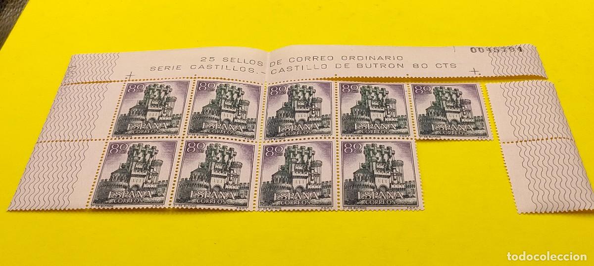 Sellos: Espa&ntilde;a 1966. Edifil 1743. Castillos de Espa&ntilde;a. Butr&oacute;n (Vizcaya). Bloque de 9