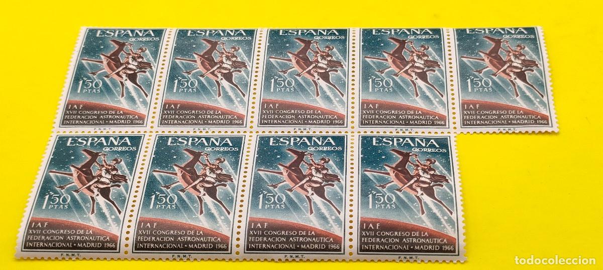 Sellos: Espa&ntilde;a 1966. Edifil 1749. XVII Congreso Federaci&oacute;n Astrona&uacute;tica Internacional. Bloque de 9