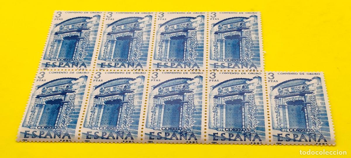 Sellos: Espa&ntilde;a 1966. Edifil 1755. Forjadores de Am&eacute;rica. Convento de Oruro (Bolivia). Bloque de 9