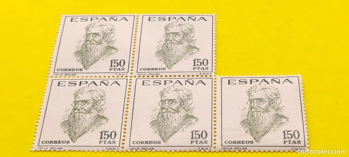 Sellos: Espa&ntilde;a 1966. Edifil 1758. Literatos espa&ntilde;oles. Valle Incl&aacute;n. Bloque de 5