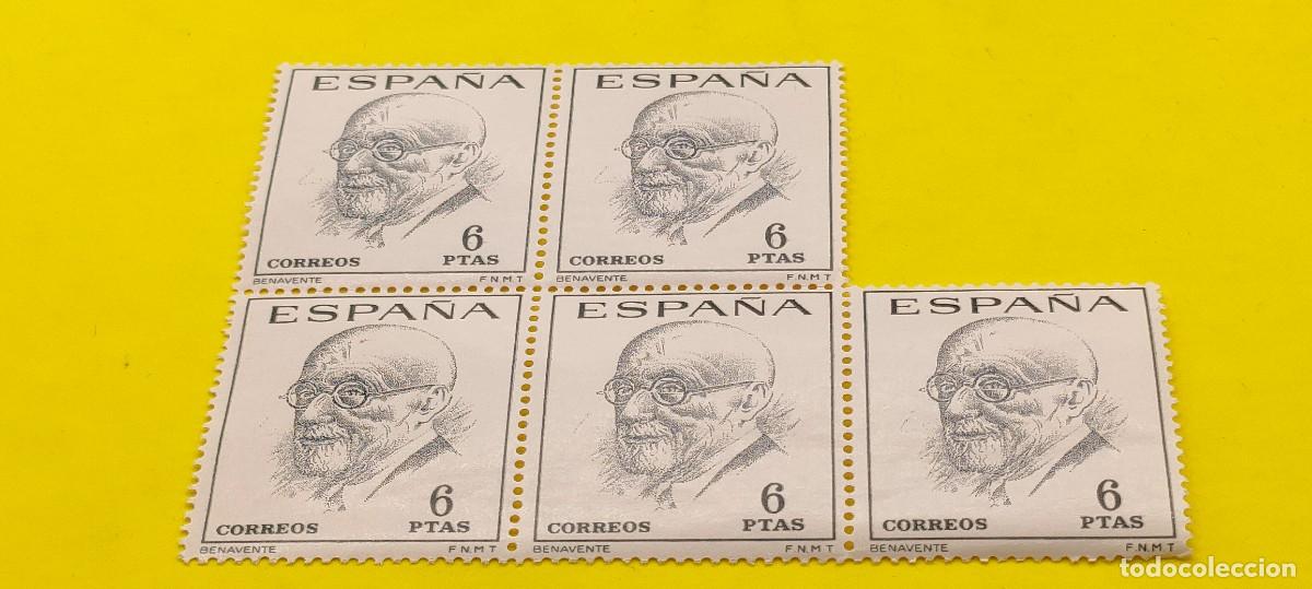 Sellos: Espa&ntilde;a 1966. Edifil 1760. Literatos espa&ntilde;oles. Jacinto Benavente. Bloque de 5