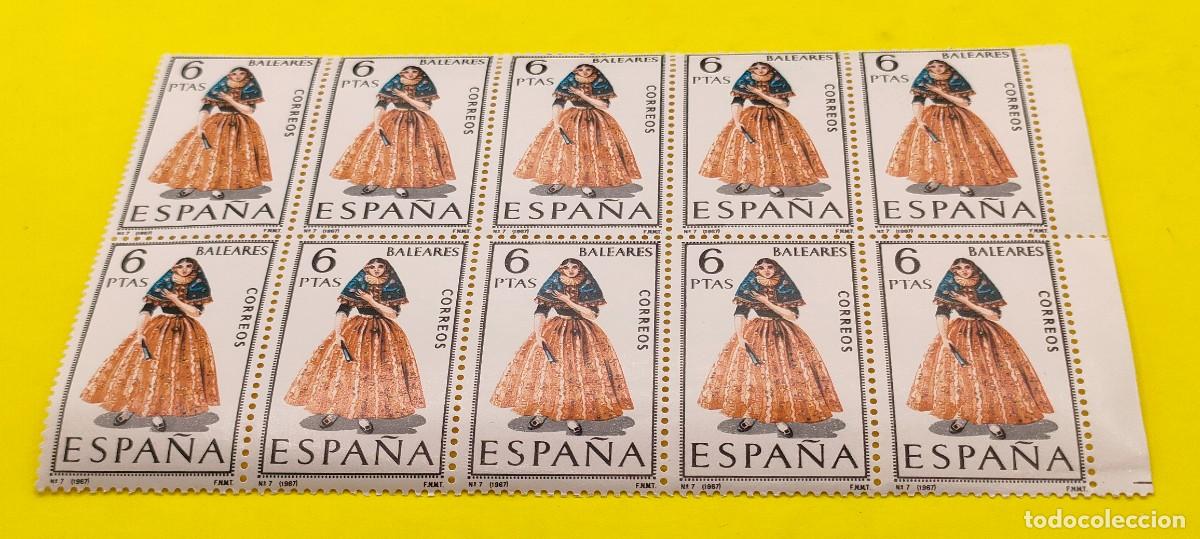 Sellos: Espa&ntilde;a 1967. Edifil 1773. Trajes t&iacute;picos. Baleares. Bloque de 10