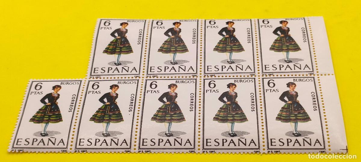 Sellos: Espa&ntilde;a 1967. Edifil 1775. Trajes t&iacute;picos. Burgos. Bloque de 9
