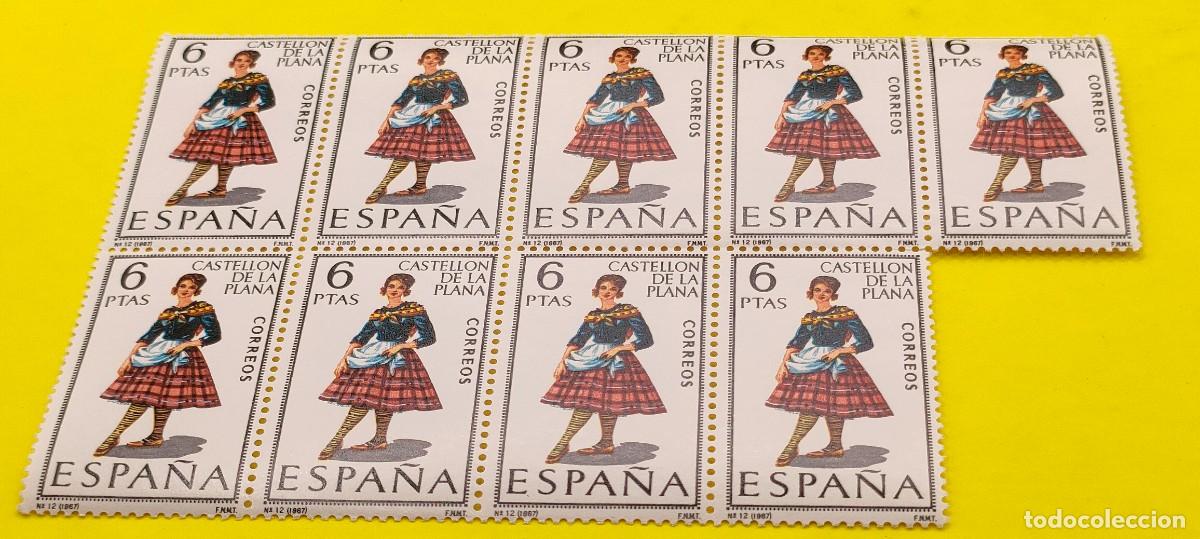 Sellos: Espa&ntilde;a 1967. Edifil 1778. Trajes t&iacute;picos. Castell&oacute;n de la Plana. Bloque de 9