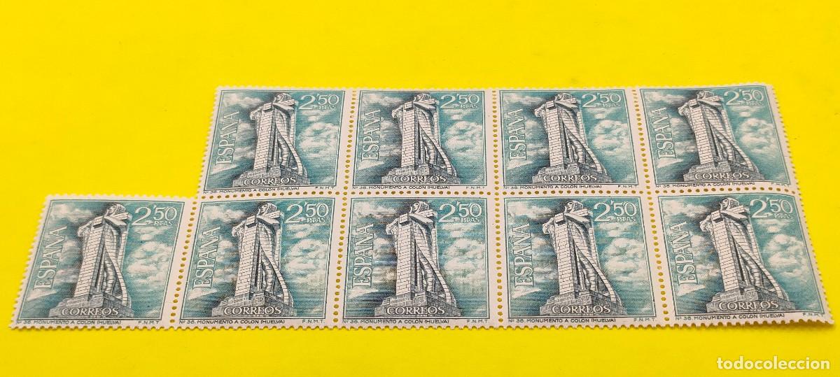 Sellos: Espa&ntilde;a 1967. Edifil 1805. Turismo. Monumento a Col&oacute;n (Huelva). Bloque de 9