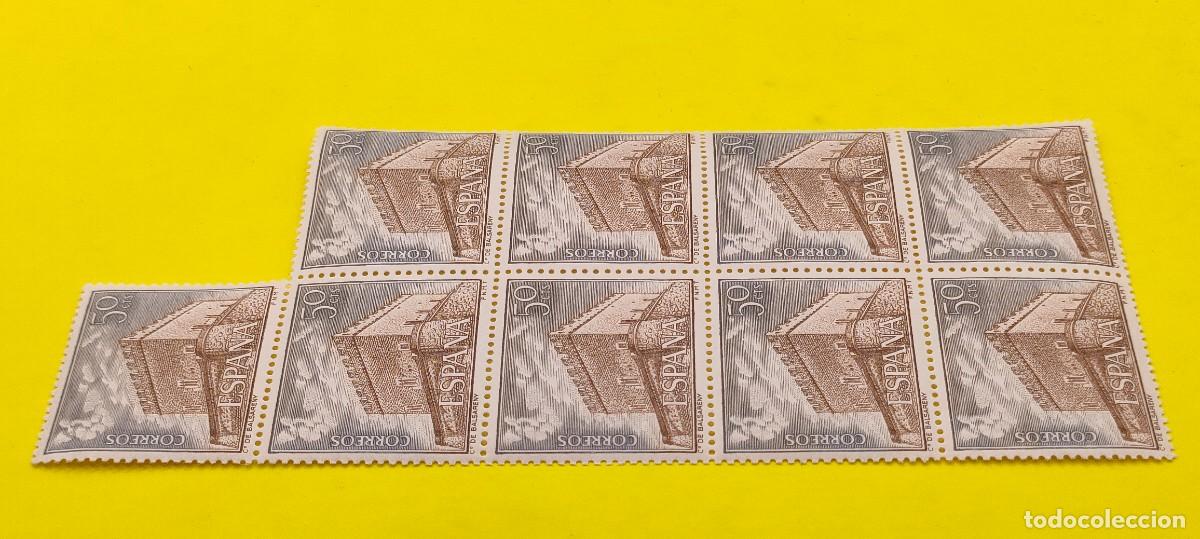 Sellos: Espa&ntilde;a 1967. Edifil 1809. Castillos. Balsareny (Barcelona). Bloque de 9