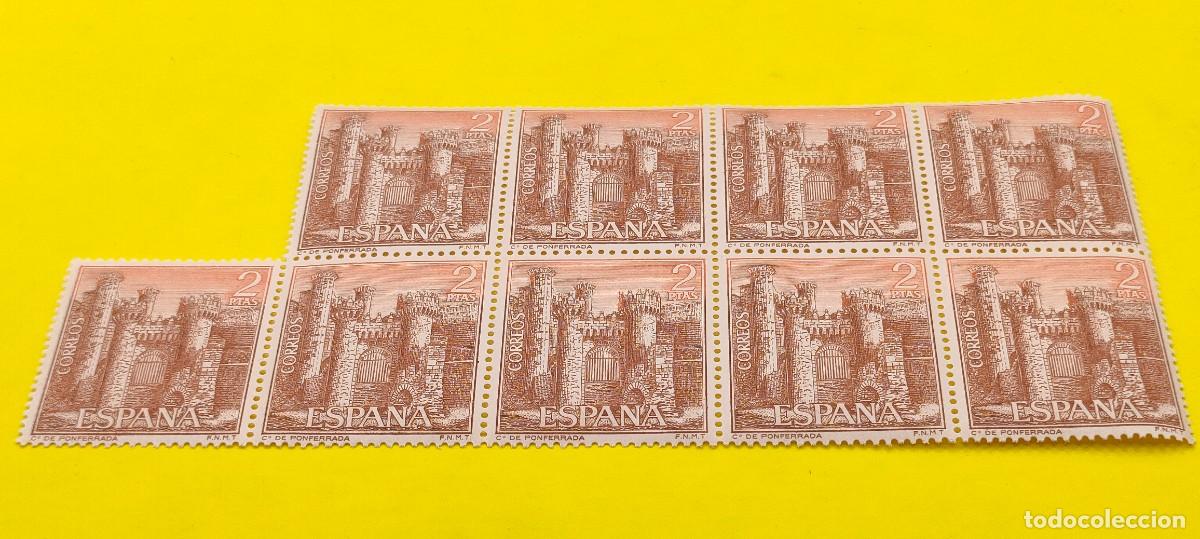 Sellos: Espa&ntilde;a 1967. Edifil 1812. Castillos. Ponferrada (Le&oacute;n). Bloque de 9