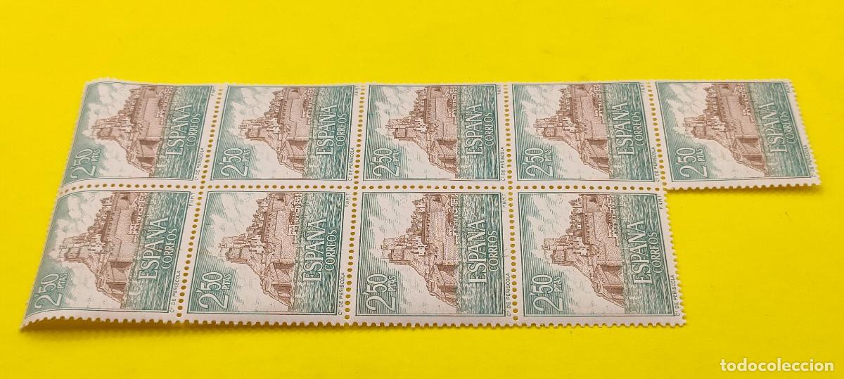 Sellos: Espa&ntilde;a 1967. Edifil 1813. Castillos. Pe&ntilde;&iacute;scola (Castell&oacute;n). Bloque de 9