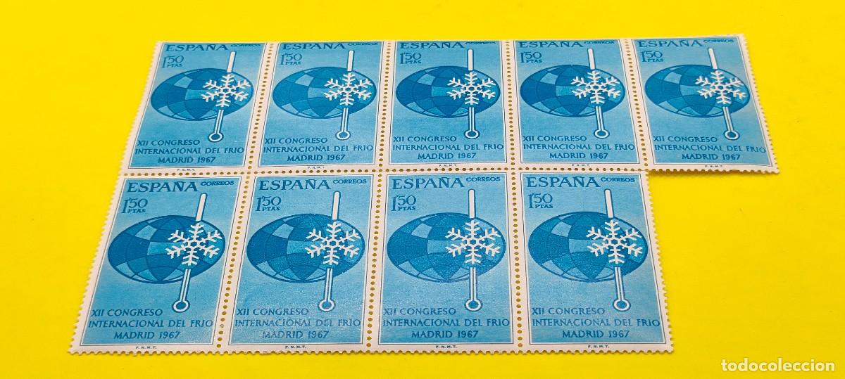 Sellos: Espa&ntilde;a 1967. Edifil 1817. Congreso Internacional del Fr&iacute;o. Bloque de 9