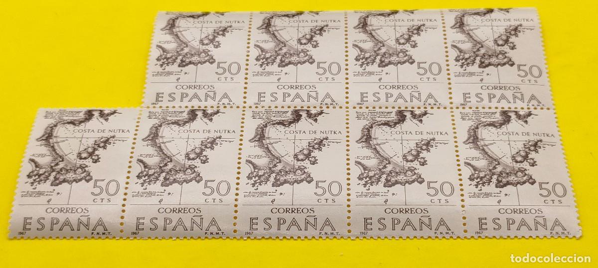 Sellos: Espa&ntilde;a 1967. Edifil 1820. Forjadores de Am&eacute;rica. Costa de Nutka. Bloque de 9