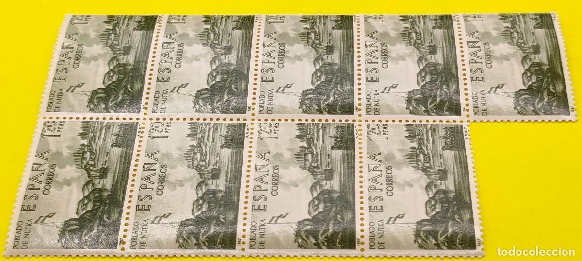 Sellos: Espa&ntilde;a 1967. Edifil 1822. Forjadores de Am&eacute;rica. Vista de Nutka. Bloque de 9