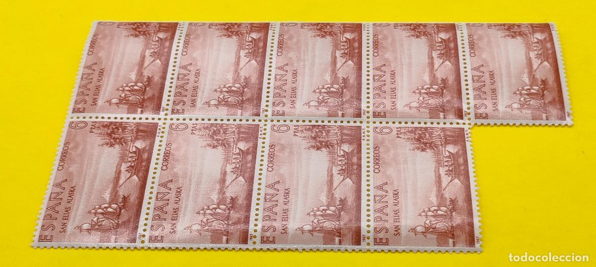 Sellos: Espa&ntilde;a 1967. Edifil 1826. Forjadores de Am&eacute;rica. San El&iacute;as, Alaska. Bloque de 9
