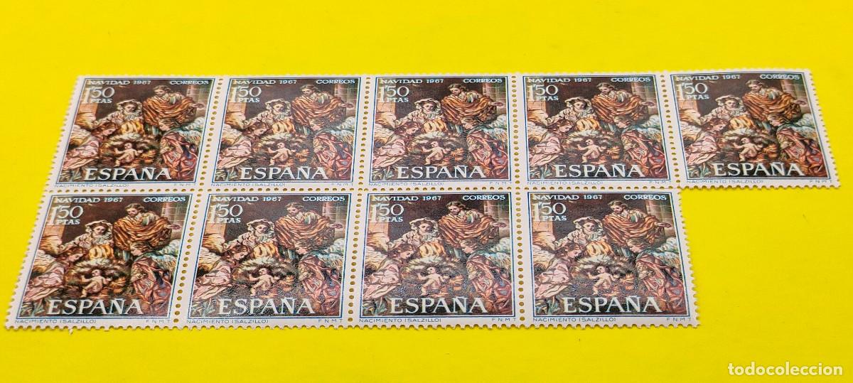 Sellos: Espa&ntilde;a 1967. Edifil 1838. Navidad. Nacimiento (Salzillo). Bloque de 9