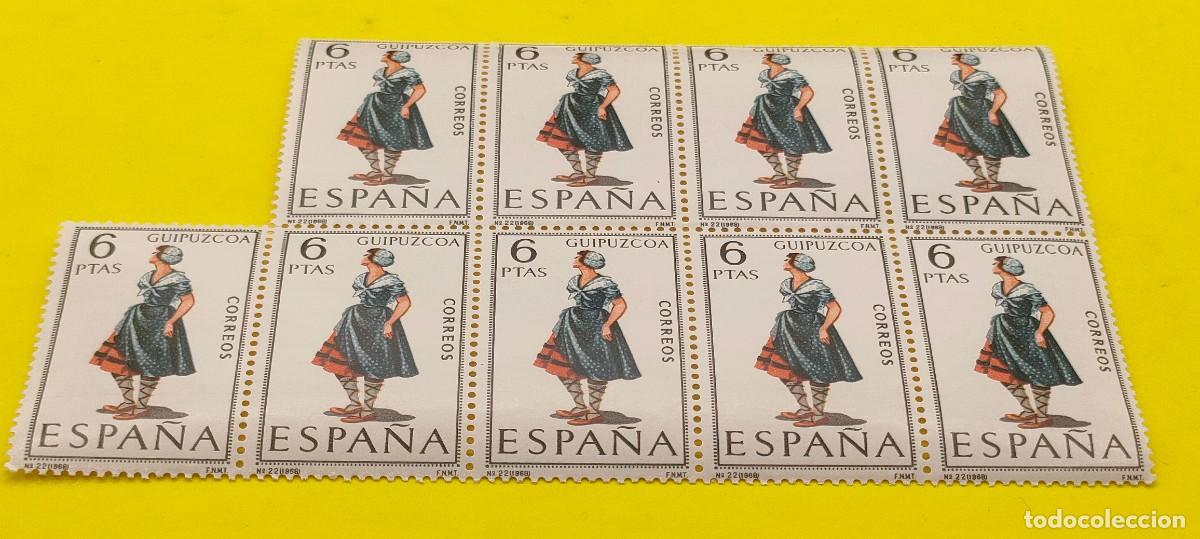 Sellos: Espa&ntilde;a 1968. Edifil 1848. Trajes t&iacute;picos. Guipuzcoa. Bloque de 9