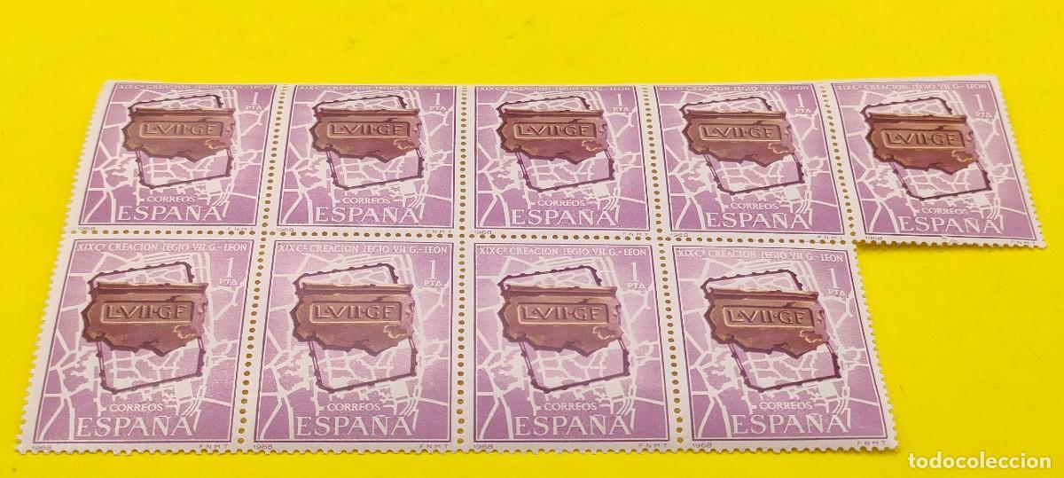 Sellos: Espa&ntilde;a 1968. Edifil 1871. XIX Centenario Legio VII G&eacute;mina. Fundaci&oacute;n de Le&oacute;n. Plano. Bloque de 9