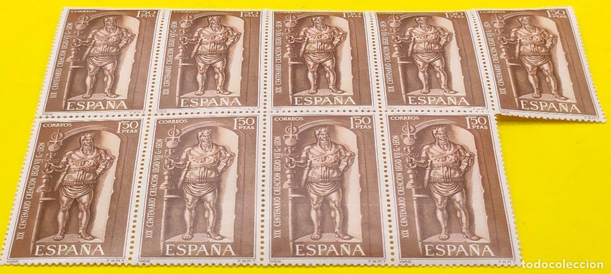 Sellos: Espa&ntilde;a 1968. Edifil 1872. XIX Centenario Legio VII G&eacute;mina. Fundaci&oacute;n de Le&oacute;n. Estela. Bloque de 9