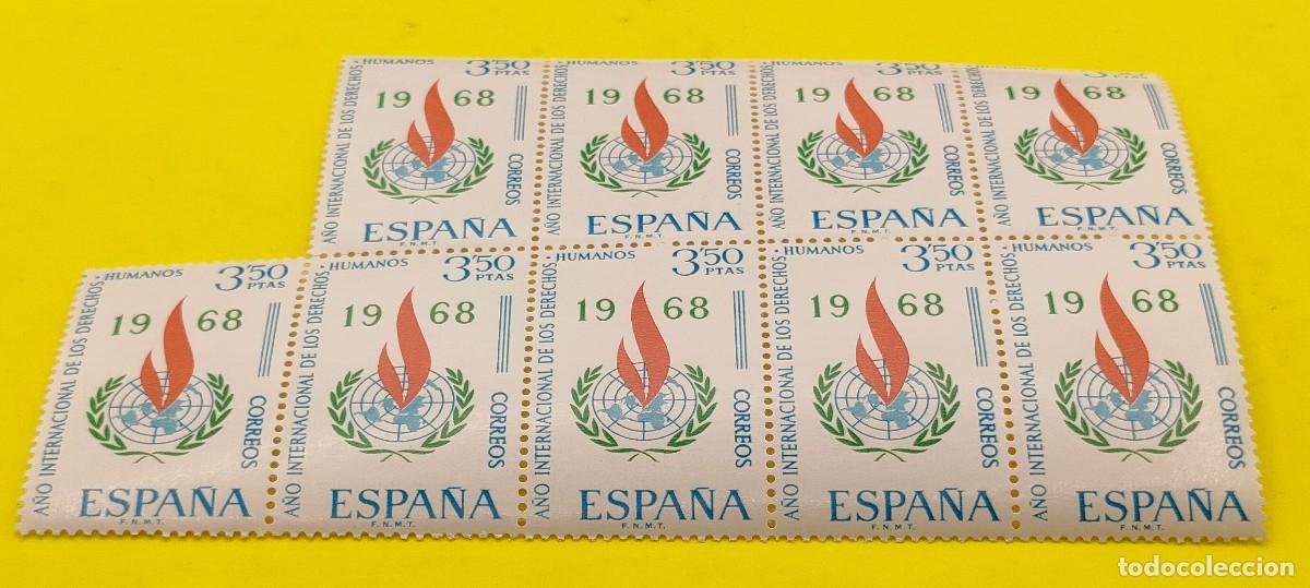 Sellos: Espa&ntilde;a 1968. Edifil 1874. A&ntilde;o internacional de los Derechos Humanos. Bloque de 9