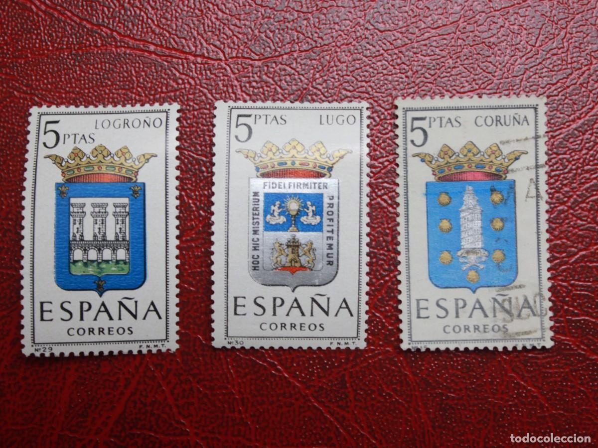 Sellos: Espa&ntilde;a 1964 - Escudos de Provincias - Logro&ntilde;o Lugo La Coru&ntilde;a - 5 pesetas - Usados