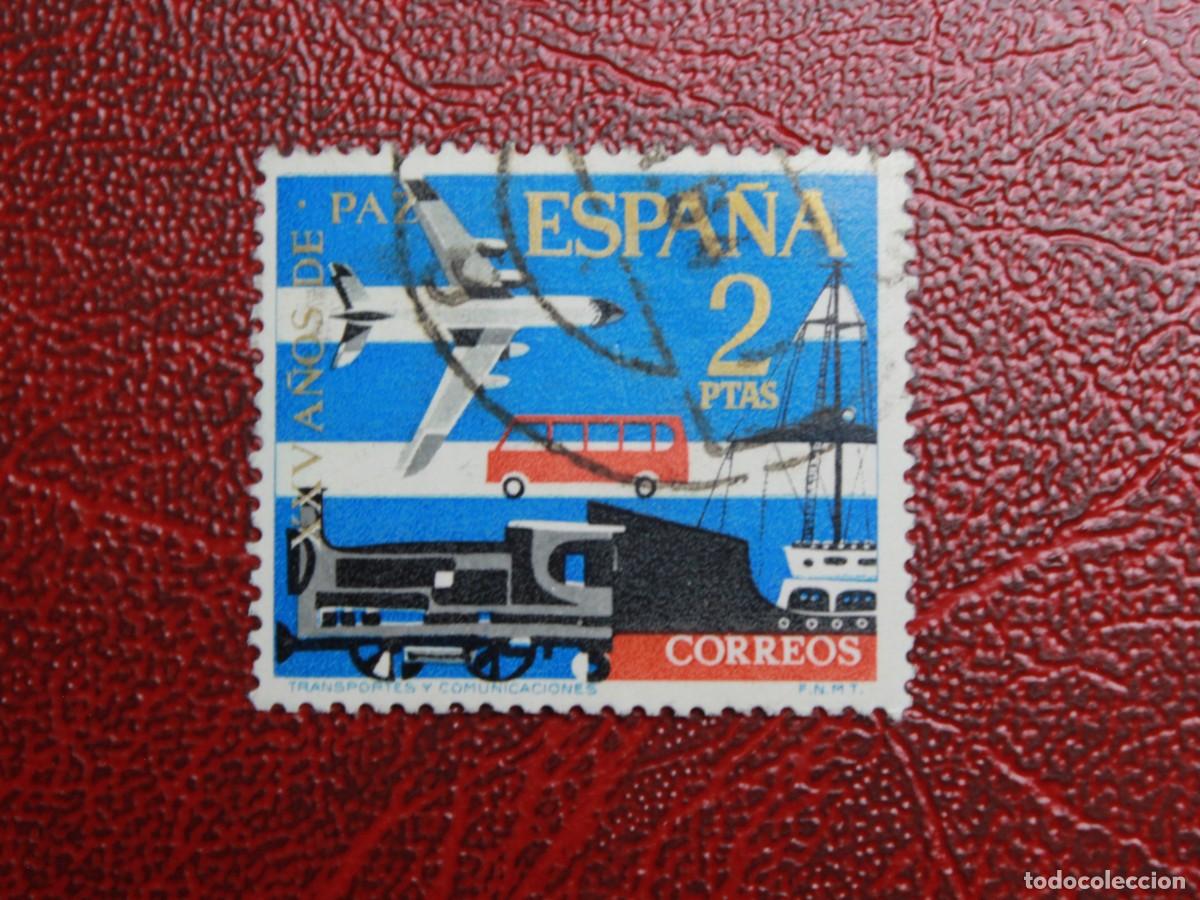 Sellos: Espa&ntilde;a 1964 - Edifil 1584 - XXV A&ntilde;os de Paz - Transportes - 2 ptas - Usado