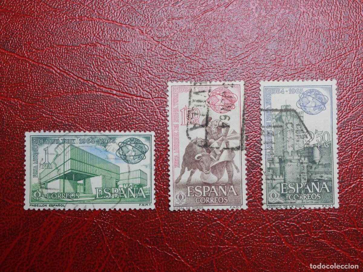 Sellos: Espa&ntilde;a 1964 - Edifil 1590 1591 1592 - Feria Mundial de Nueva York - 3 sellos usados