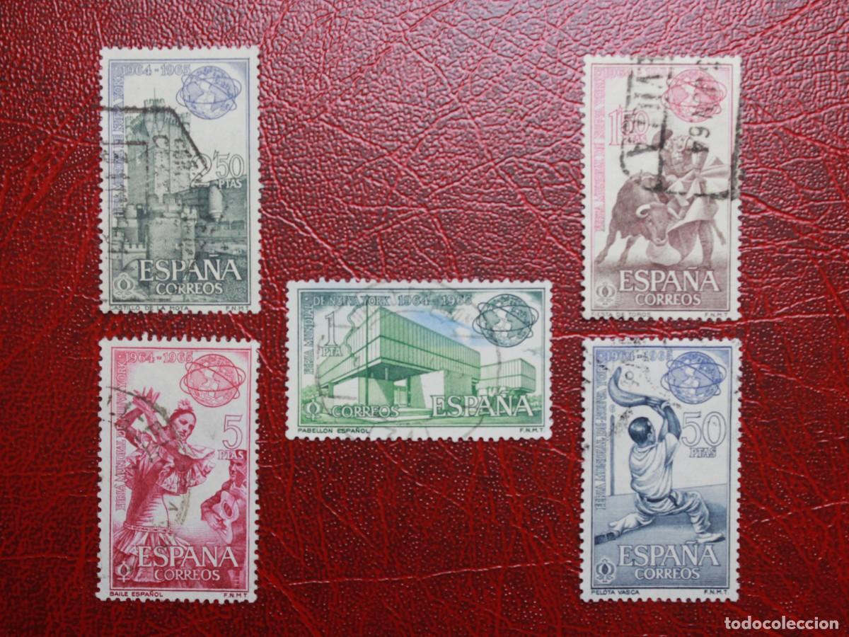 Sellos: Espa&ntilde;a 1964 - Edifil 1590/1594 - Feria Mundial de Nueva York - Serie completa usada
