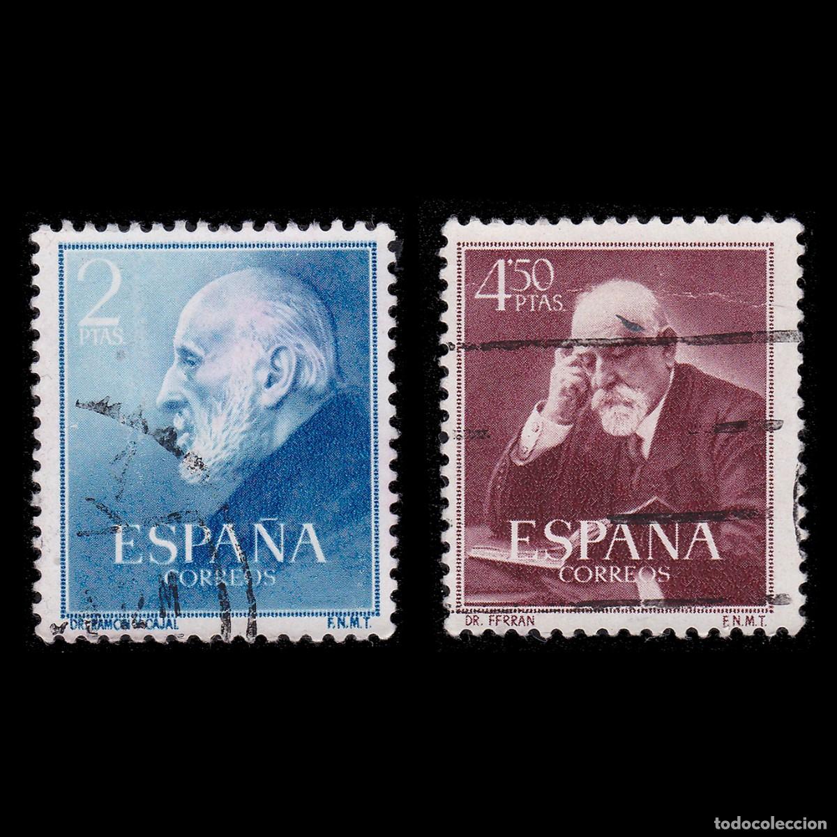 Sellos: Ram&oacute;n y Cajal y Ferran. 1952. Franqueado. Edifil.1119-1120 + OBSEQUIO