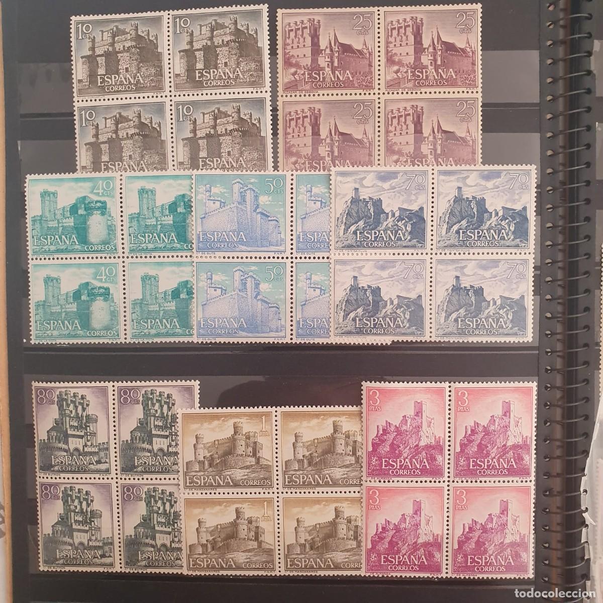 Sellos: SERIE COMPLETA EDIFIL 1738 ** A 1745 ** CASTILLOS ESPA&Ntilde;A 1966 BLOQUE DE 4