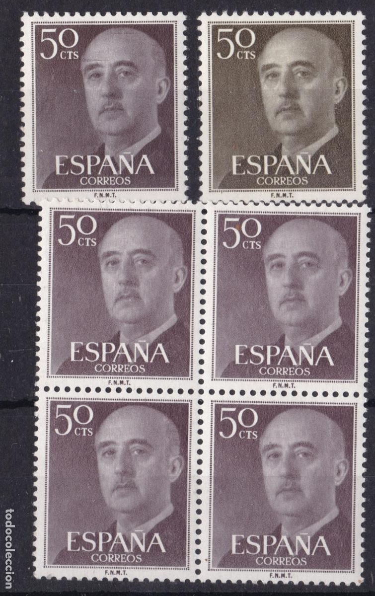 Sellos: FC-323-FRANCO 50 Cts Error Color (Como el 60 Cts) x 5 Sellos ** Sin Fijasellos