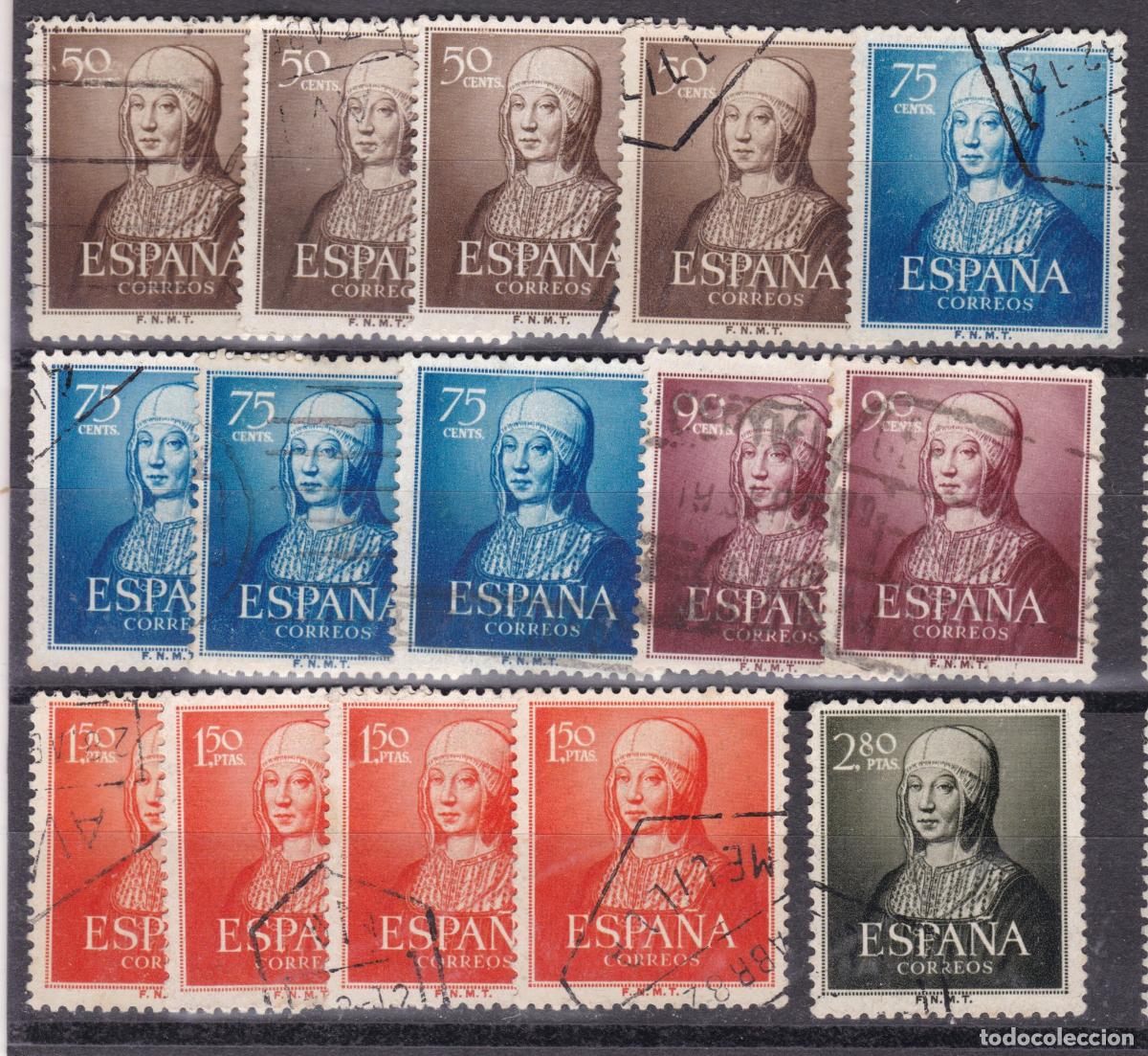 Sellos: FC-213-ISABEL CATOLICA edifil 1092 / 96 x 15 Sellos Usados Sin Defectos + 100 euros