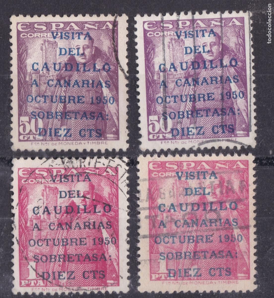 Sellos: FC-132-Visita Franco CANARIAS x 4 Sellos Usados