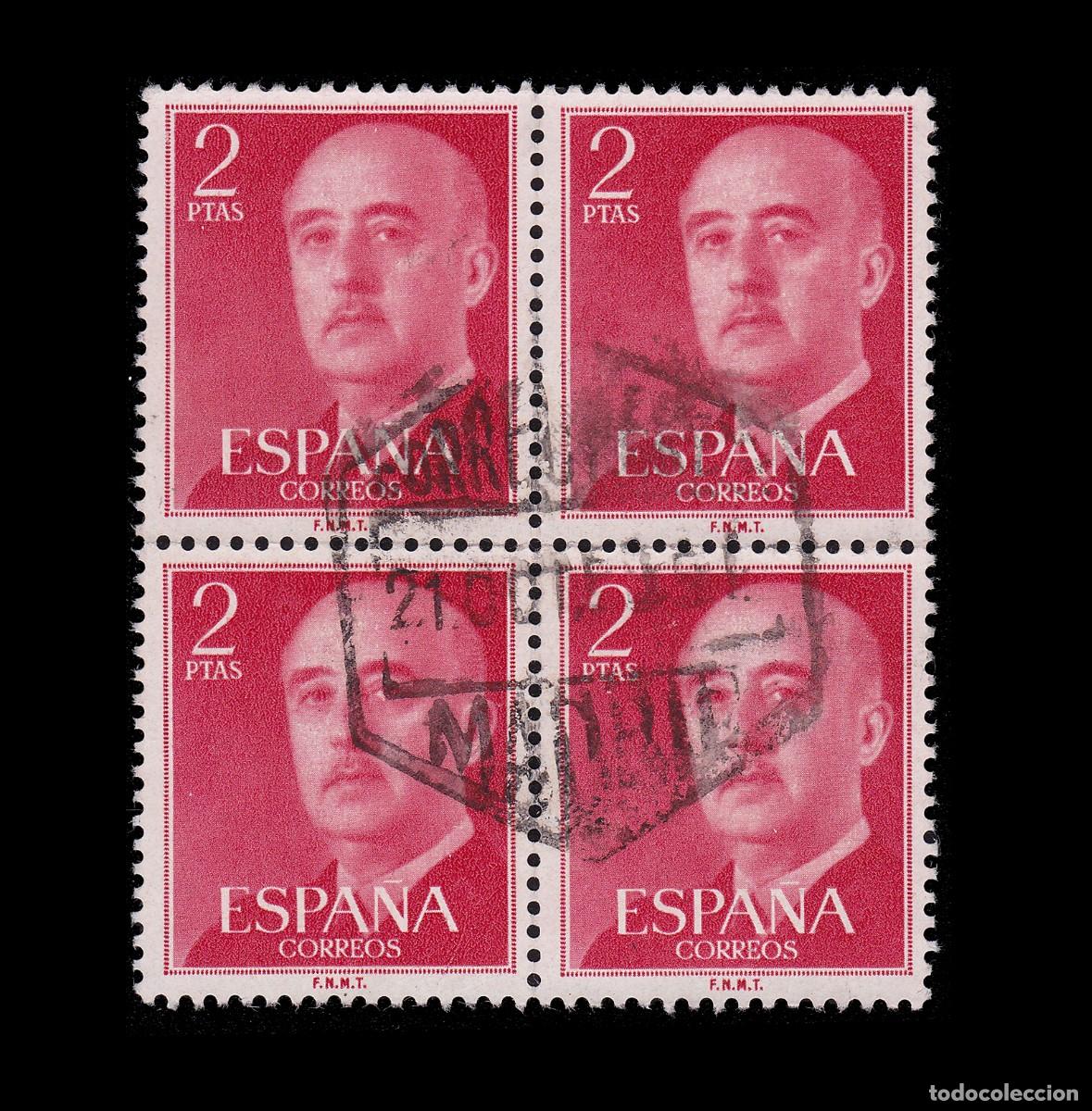 Selos: ESPA&Ntilde;A.1955-6.Franco 2p. Blq4 Matasello.Edifil. 1157 + OBSEQUIO