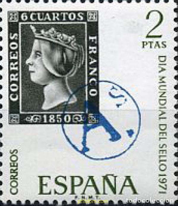 Sellos: 115630 MNH ESPA&Ntilde;A 1971 DIA MUNDIAL DEL SELLO