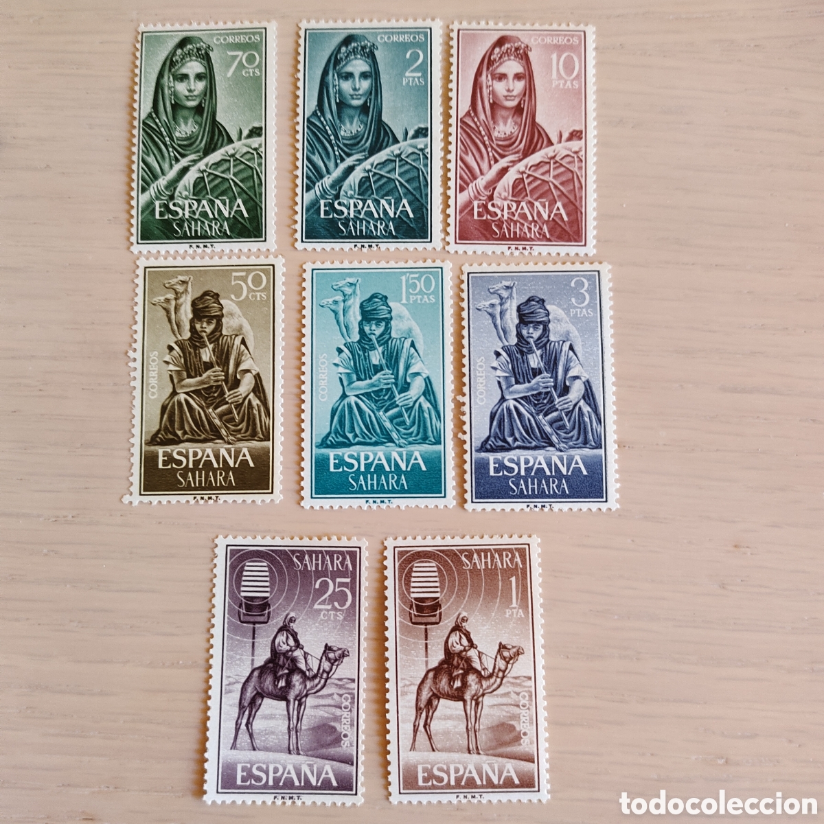 Sellos: SA1 SAHARA 1964, SERIE EDIFIL 228/235 - M&Uacute;SICOS IND&Iacute;GENAS. MNH**