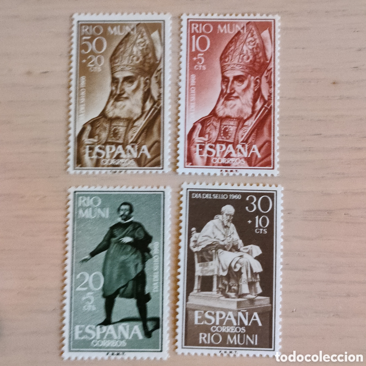 Sellos: SA1 R&Iacute;O MUNI, 1960. EDIFIL 14/17. mnh ** D&Iacute;A DE SELLO