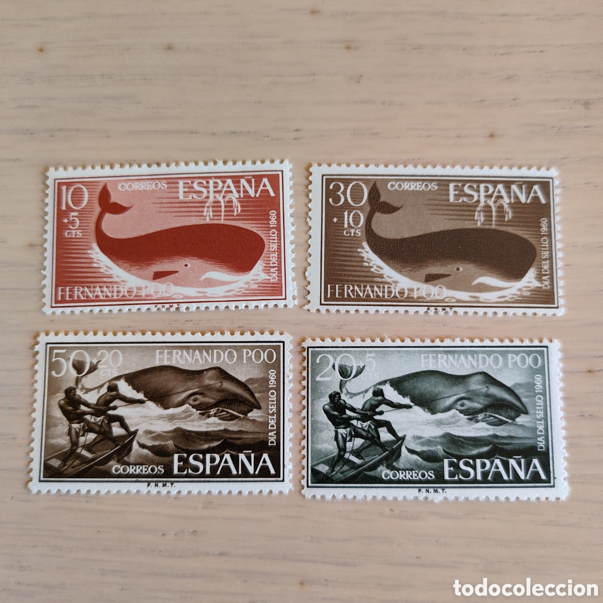 Sellos: SA1 Fernando Poo 1960 Pesca Ballenas Edifil 192 a 195