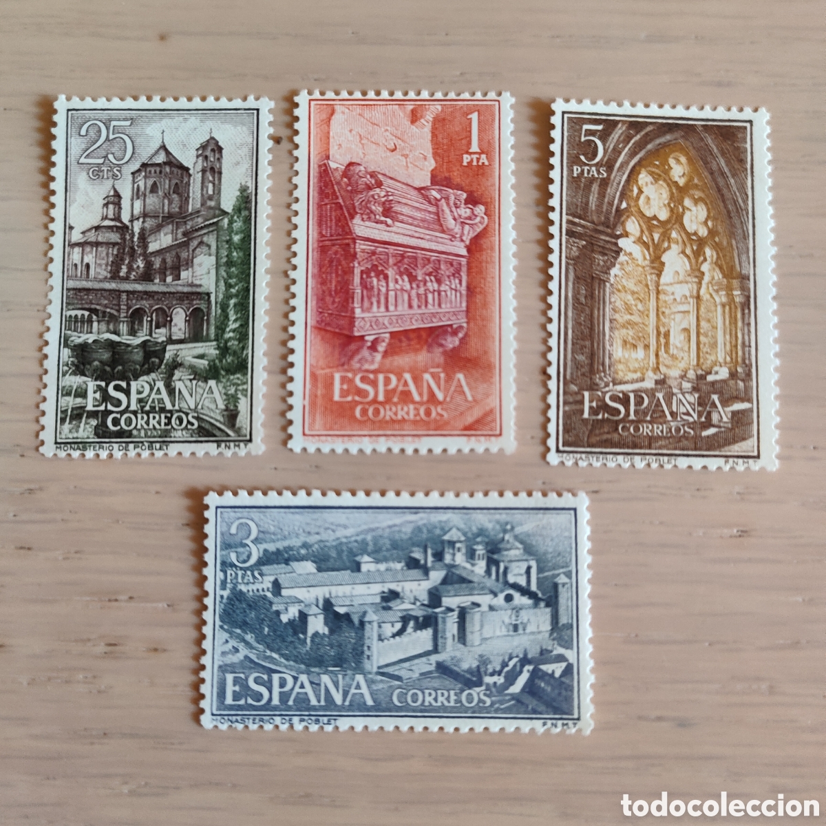 Sellos: SA1 ESPA&Ntilde;A 1963, EDIFIL 1494 a 1497, REAL MONASTERIO DE SANTA MARIA DE POBLET MNH **