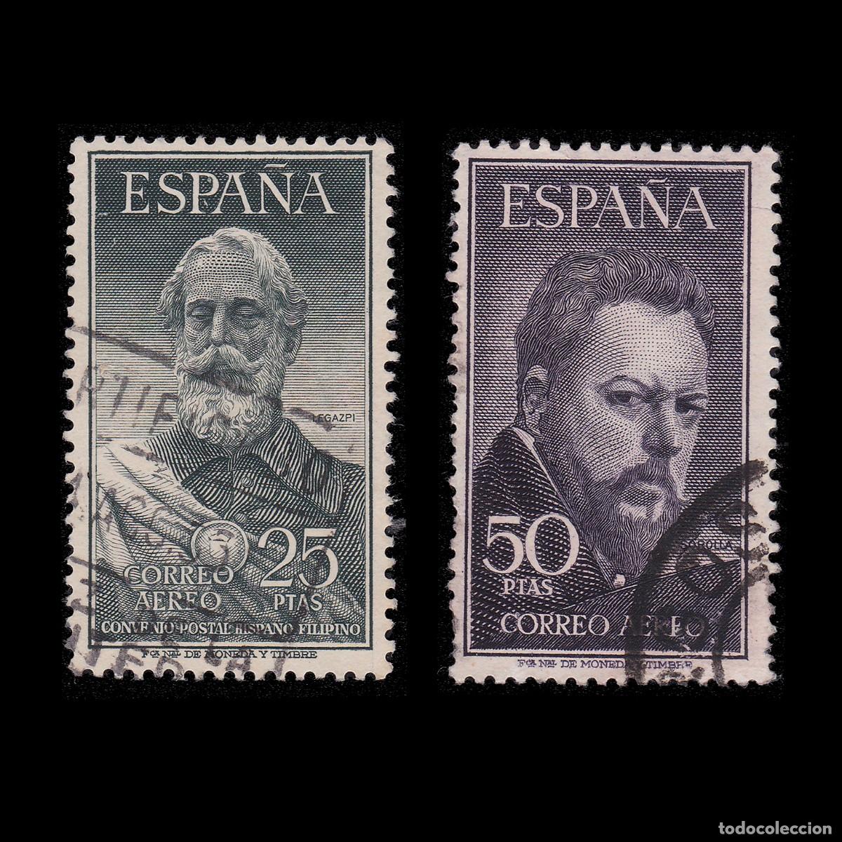 Sellos: ESPA&Ntilde;A. 1953.Legazpi y Sorolla. Matasello. Edifil 1124-1125 + OBSEQUIO