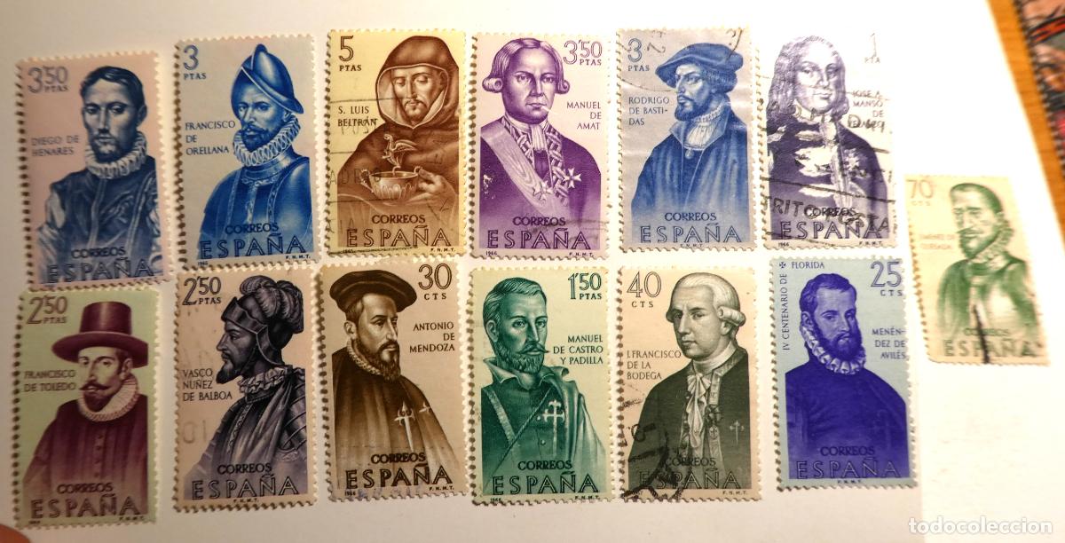 Sellos: 13 Sellos postales de Espa&ntilde;a,serie Forjadores de America