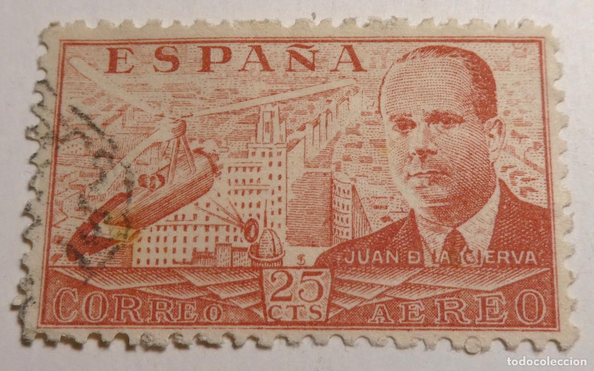 Sellos: Sello postal de Espa&ntilde;a 25 centimos 1939, JUAN DE LA CIERVA