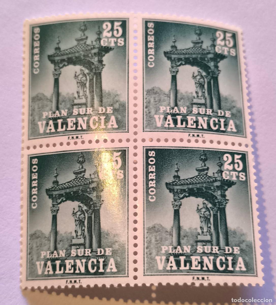 Sellos: PLAN SUR DE VALENCIA BLOQUE DE 4 CASILICIO SAN VICENTE. 25 CTS. 1971
