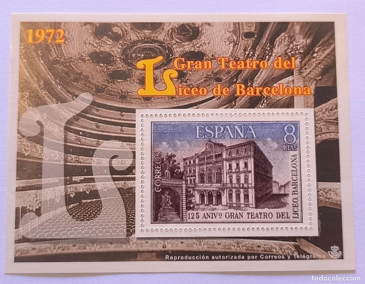 Sellos: HOJA SELLOS CONTEMPORANEOS. 8 PTAS. 125 ANIVERSARIO GRAN TEATRO DEL LICEO. BARCELONA.. 1972