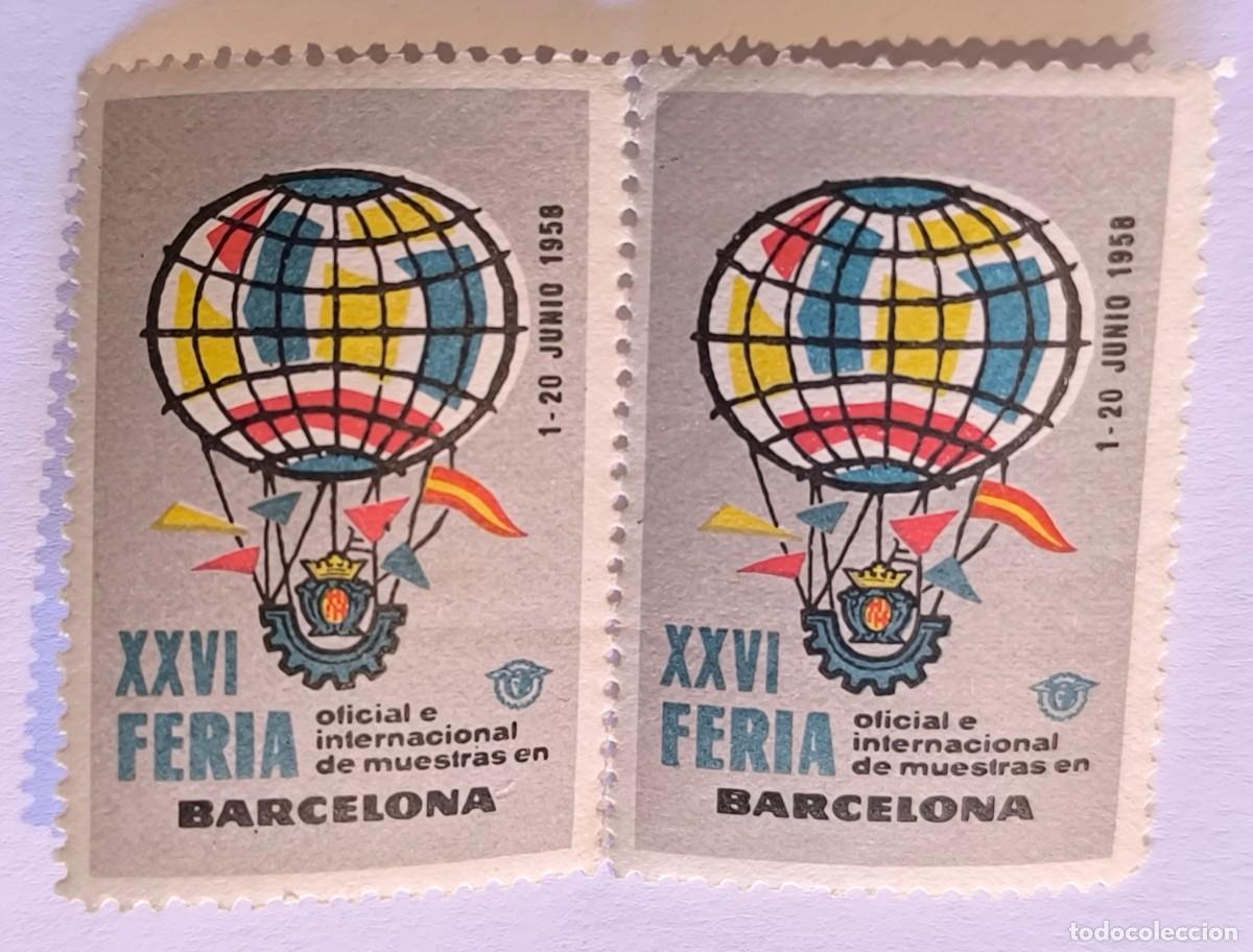 Sellos: XXVI FERIA BARCELONA. BLOQUE DE 2. 1958. VI&Ntilde;ETA