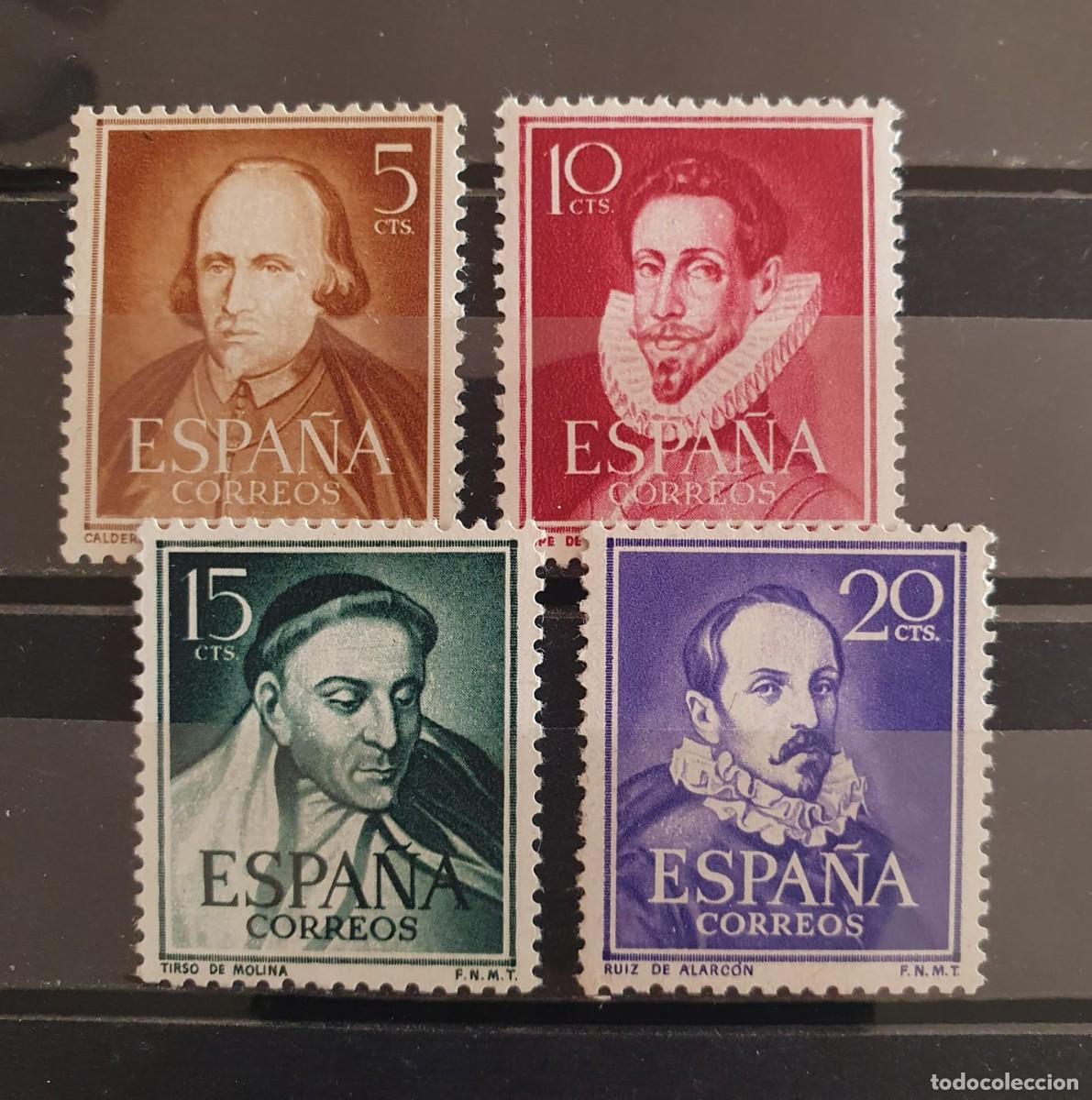 Sellos: SERIE COMPLETA EDIFIL 1071 ** A 1074 * LITERATOS ESPA&Ntilde;A 1950