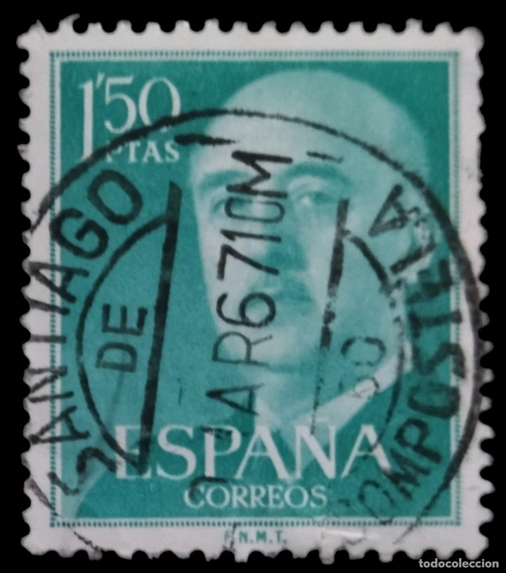 Sellos: FRANCO 1955- 1956. FECHADOR SANTIAGO DE COMPOSTELA. USADO.