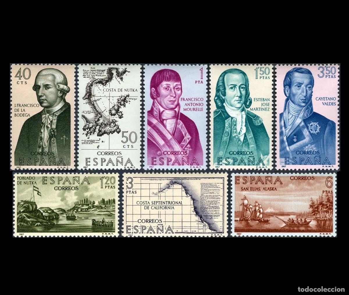 Sellos: Espa&ntilde;a 1967 | Forjadores de Am&eacute;rica (VIII) | Ed 1819/26 - Yv 1478/85 - Mi 1711/8 MNH **